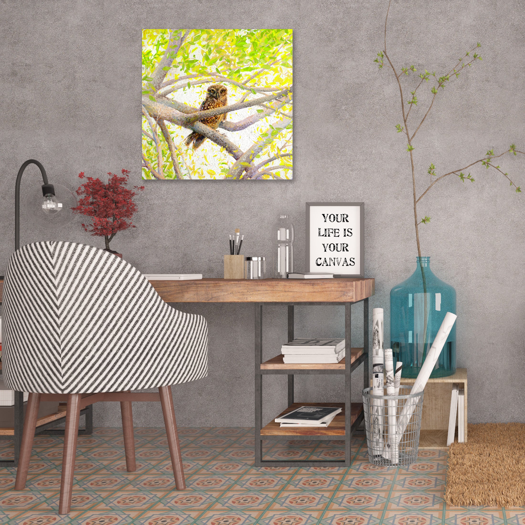 Indian Owl Spotted by Iris Scott - Gallery Wrapped Canvas Print