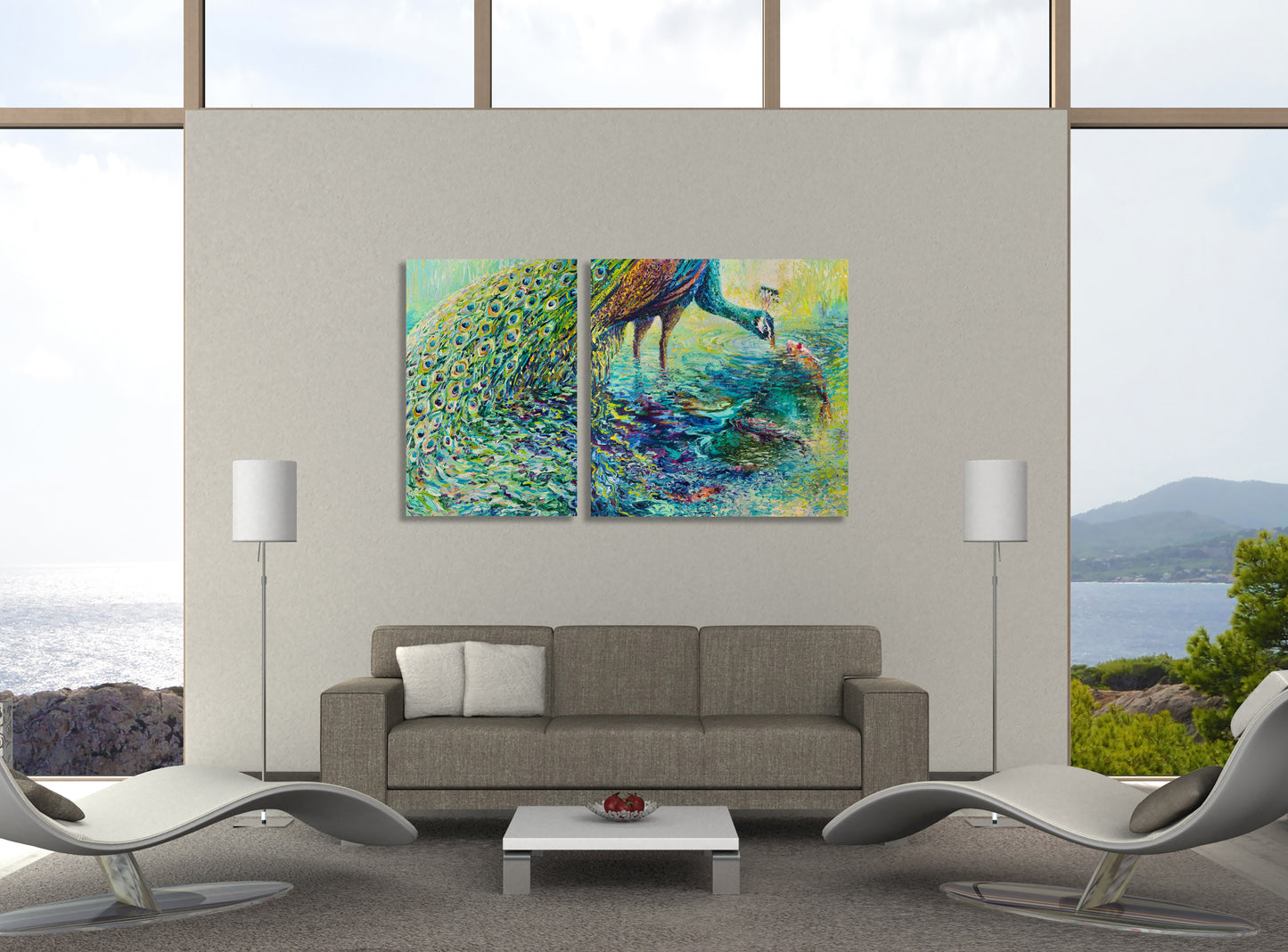 Peacock Parlay (Diptych) | Canvas Print
